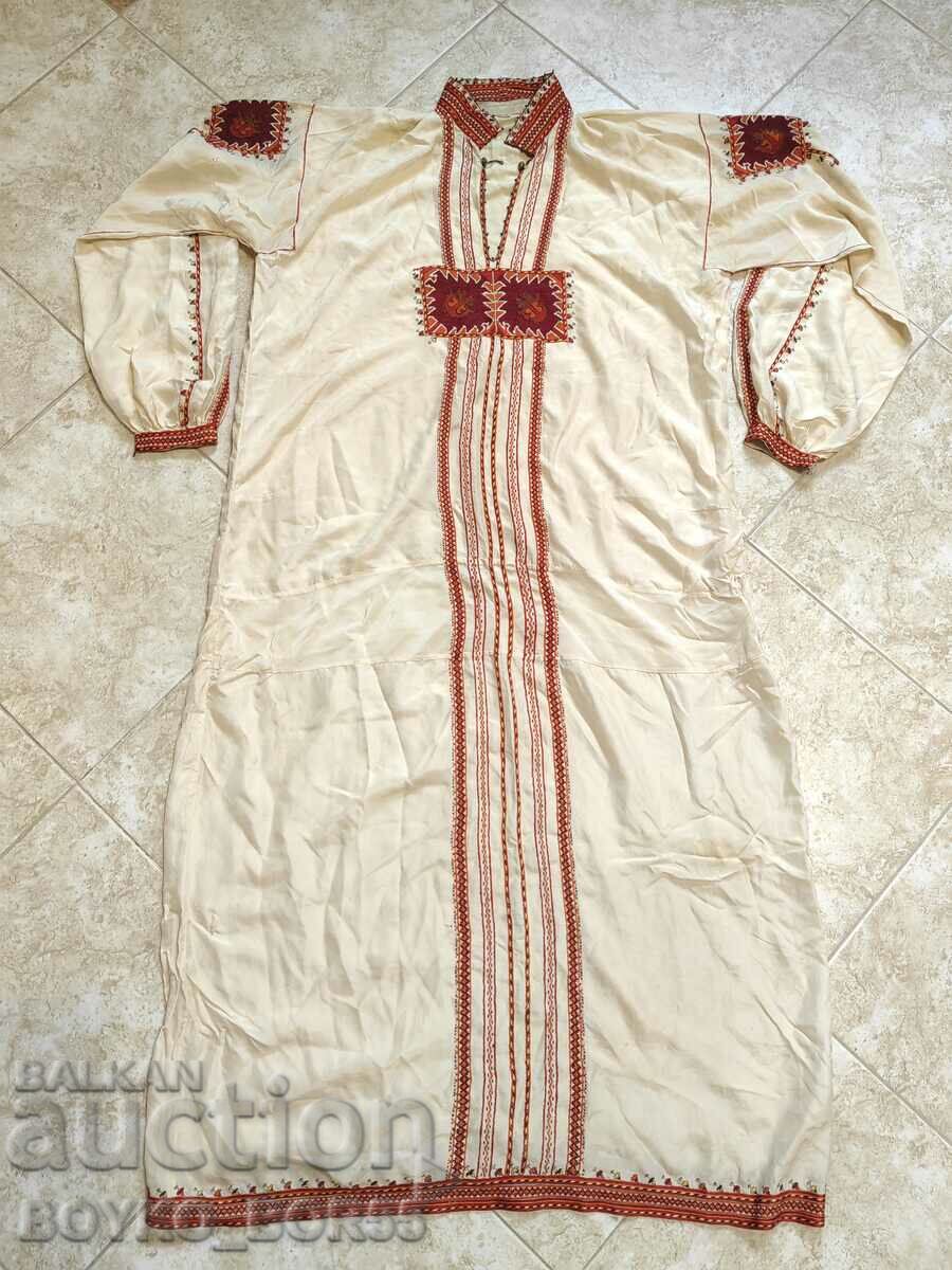 Antique Folk Costume Dress Natural Silk Embroidery