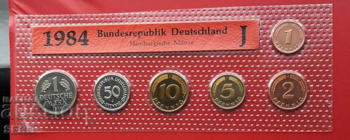 Germany-SET 1984 J-Hamburg- 6 coins-matte-gloss