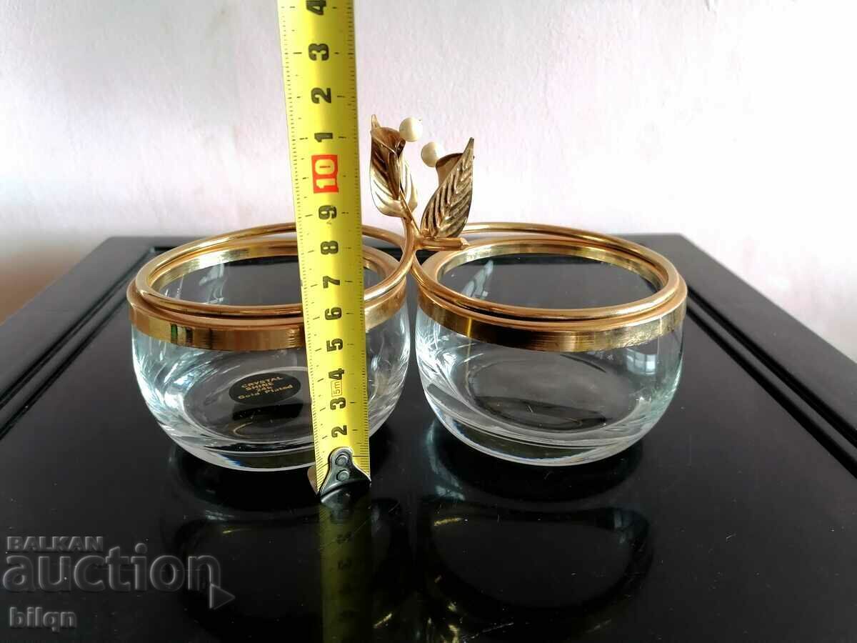 Beautiful Gold Plated Crystal Bowl 24K - 6 Beautiful Gold Plated Crystal Bowl 24K - 6