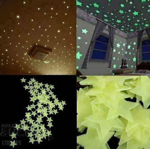 Luminous phosphor stars 100 pcs. Decoration for children's room /c