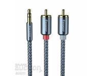 Audio cable Aux 3.5 to 2 RCA bells, length 1 meter