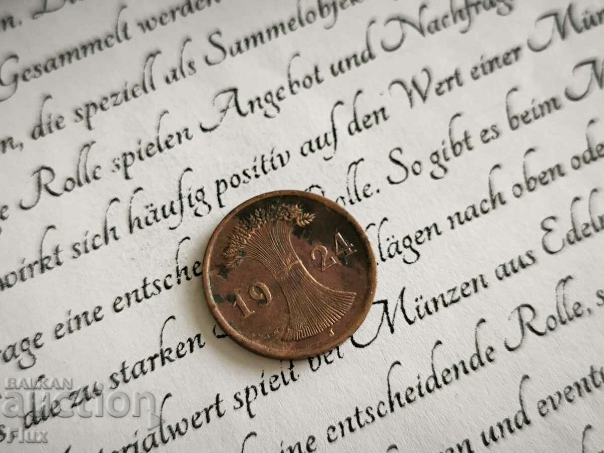 Reich Coin - Germany - 2 Pfennig | 1924; series J with price 3.65 BGN | € 1.87 Reich Coin - Germany - 2 Pfennig | 1924; series J with price 3.65 BGN | € 1.87