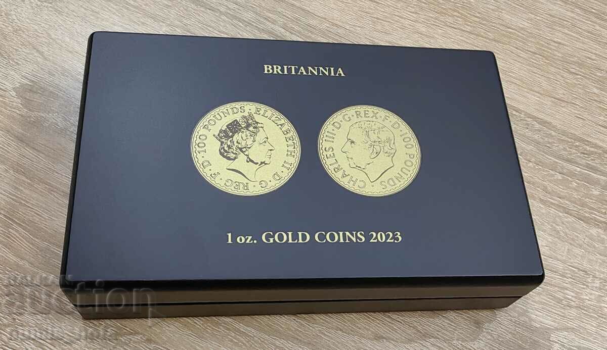 κουτί πολυτελείας για 2 χρυσά νομίσματα 1 ουγκιά. ΒΡΕΤΑΝΙΑ 2023 /c