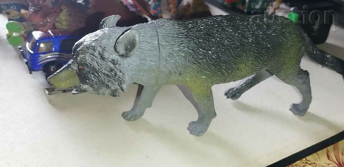 Figurină veche din plastic de epocă cu animale sălbatice și lup gri