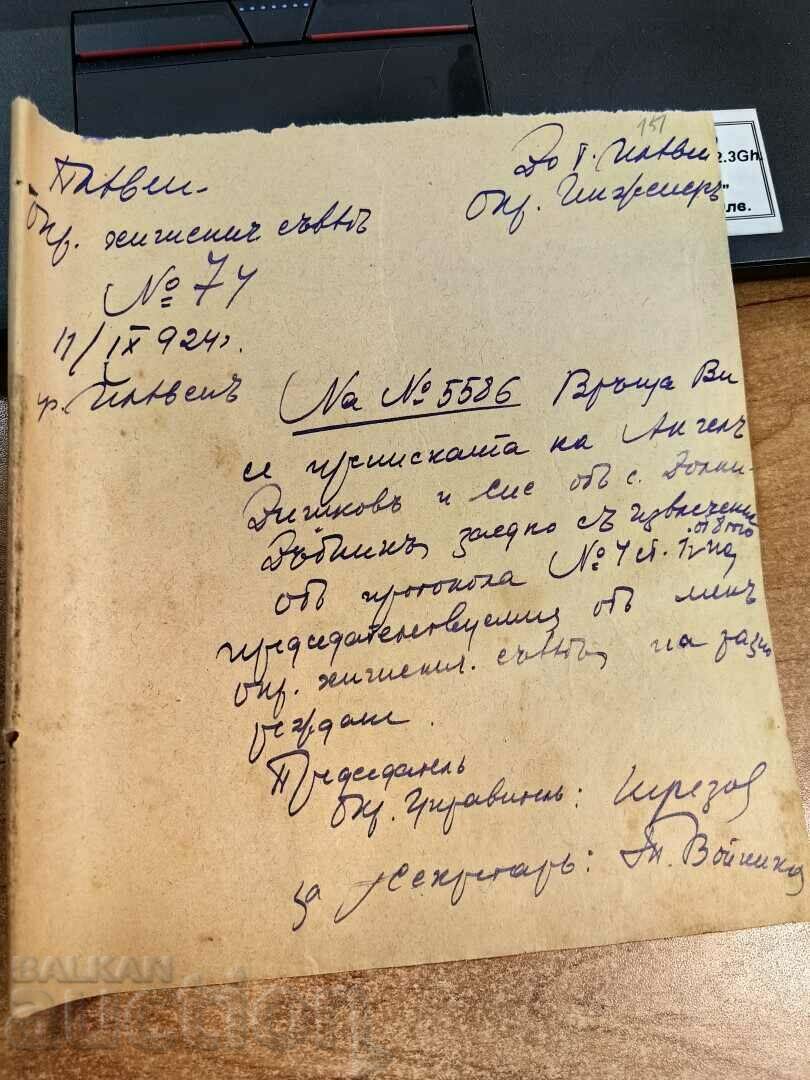 1924 ПЛЕВЕН ХИГИЕНИЧЕСКИ СЪВЕТ ДОКУМЕНТ ЦАРСТВО БЪЛГАРИЯ