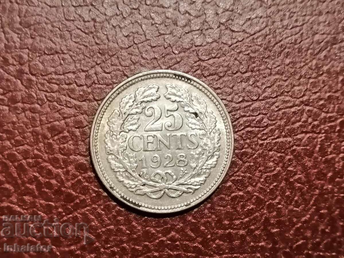 1928 год 25 цента Холандия