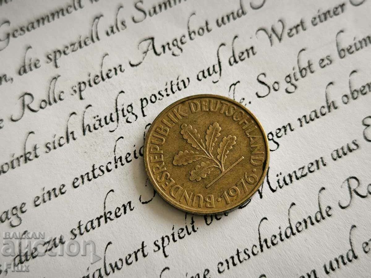 Coin - Germany - 10 Pfennig | 1976; series F with price 0.90 BGN | € 0.46 Coin - Germany - 10 Pfennig | 1976; series F with price 0.90 BGN | € 0.46