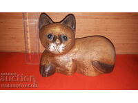 STATUETA DIN LEMN PISICĂ 7