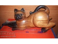 STATUETA DIN LEMN PISICĂ 8