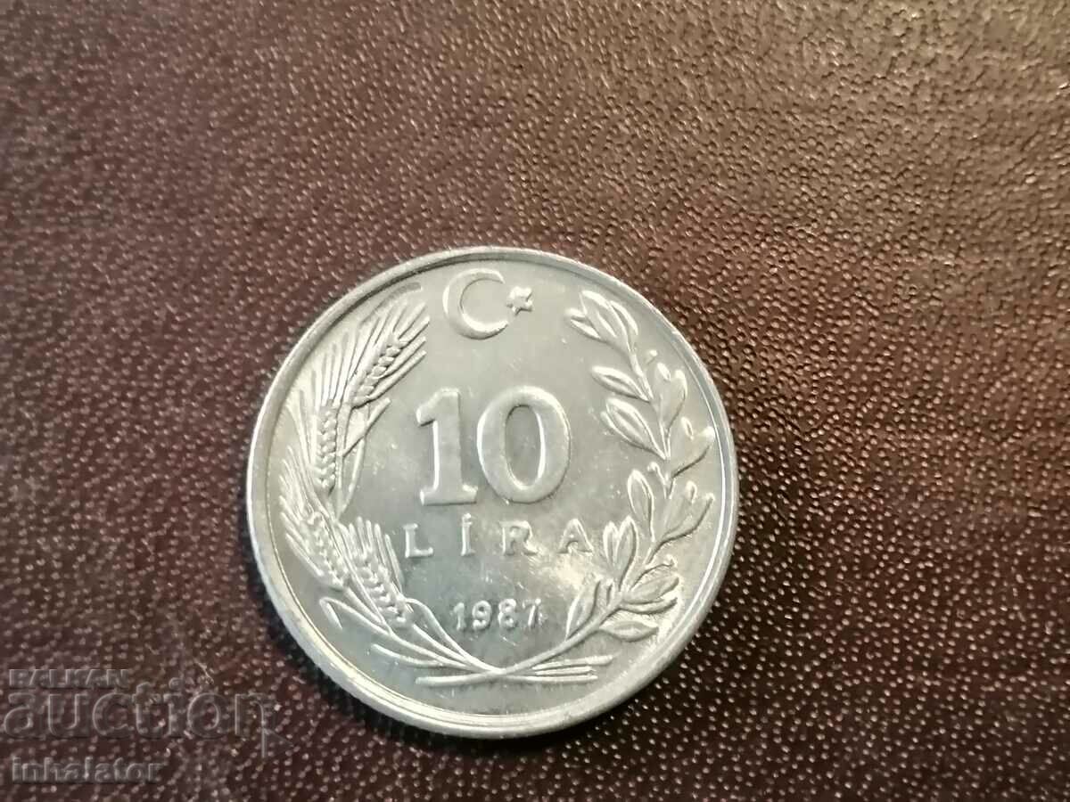 1987 έτος 10 λίρες Τουρκία Αλουμίνιο