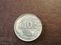 1987 an 10 lire Turcia Aluminiu
