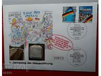 Germany - a piece of the Berlin Wall and post.mar. in a beautiful envelope