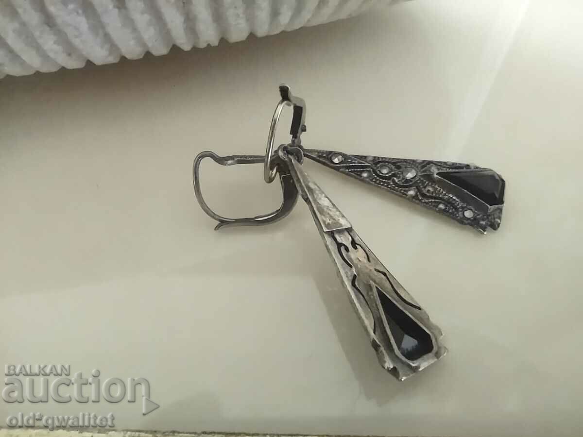 Delivery of SILVER EARRINGS Markasites, Onyx the old 100 year old quality Delivery of SILVER EARRINGS Markasites, Onyx the old 100 year old quality