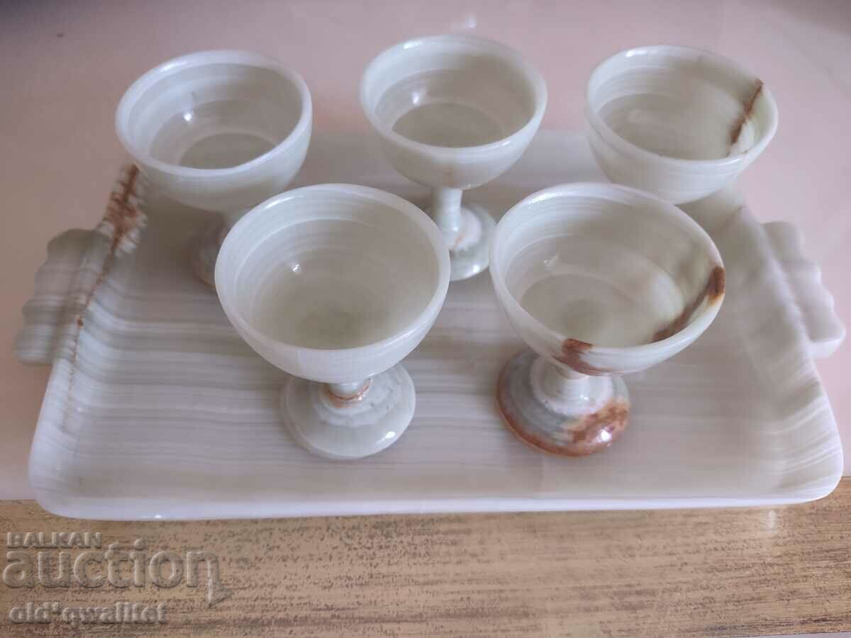 Διακοσμητικό σέρβις Onyx, δίσκος + 5 τεμ. κύπελλα - 5 Διακοσμητικό σέρβις Onyx, δίσκος + 5 τεμ. κύπελλα - 5