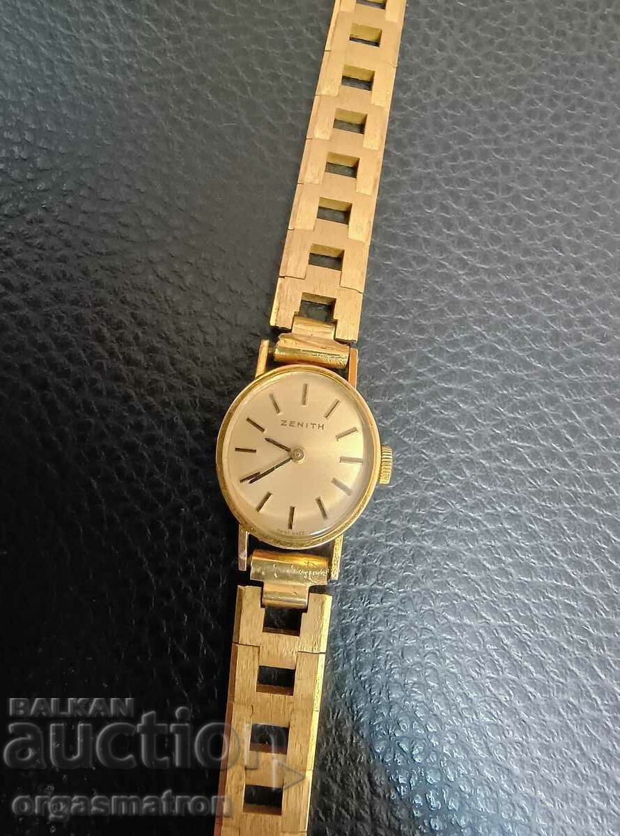 Gold Plated ZENITH Swiss Made Ladies Mechanical Watch Working