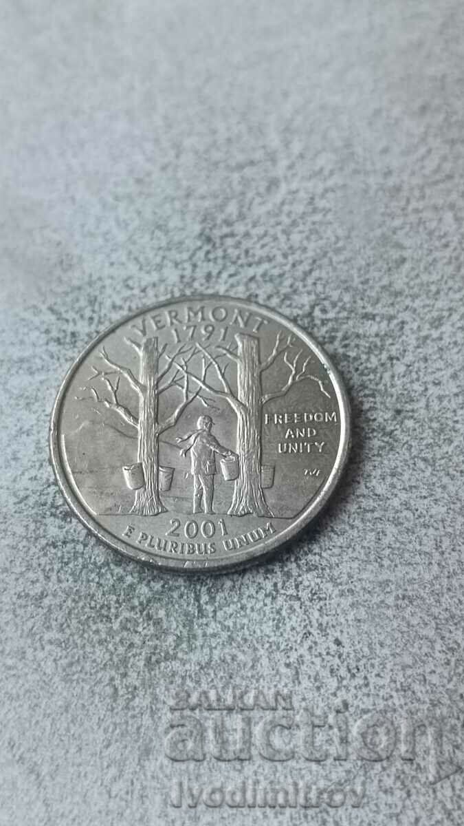 25 de cenți SUA 2001 P Vermont