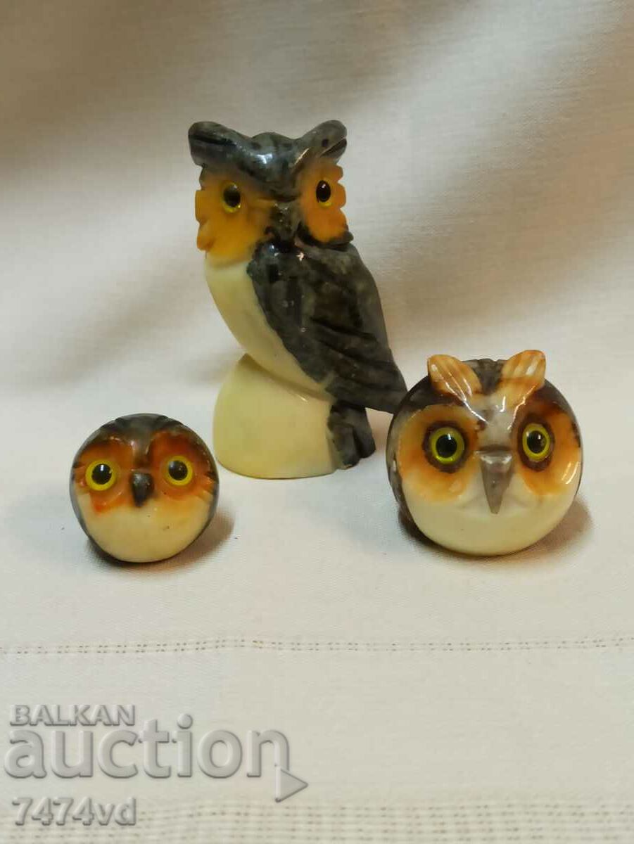 COLLECTION OF 3 OWLS, OWLS