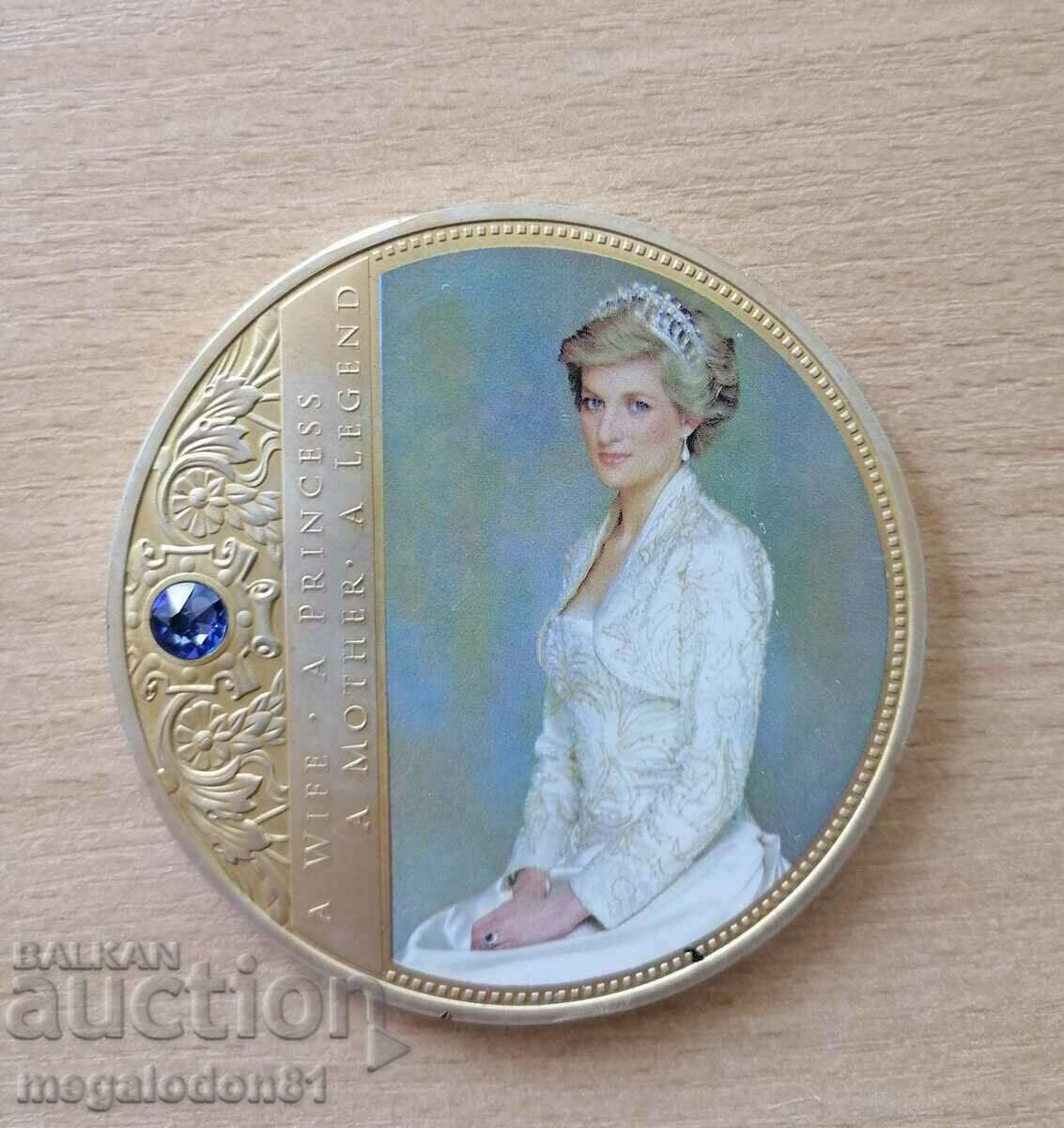 Medal plaque - Princess Diana with Swarovski stone Medal plaque - Princess Diana with Swarovski stone