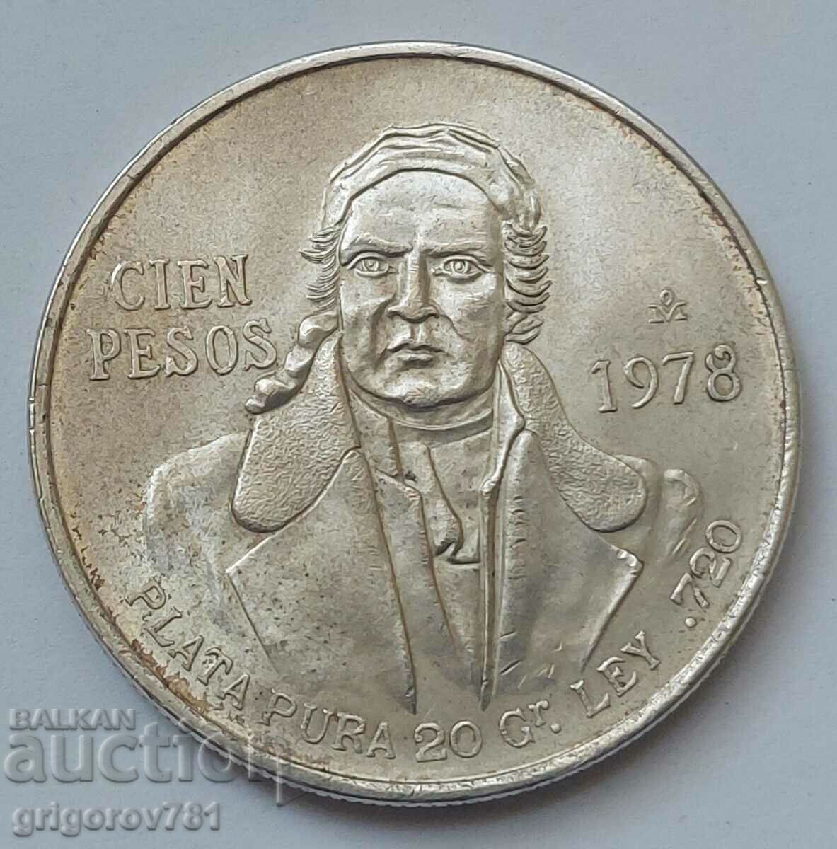 100 pesos argint Mexic 1978 - monedă de argint
