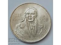 100 песос сребро Мексико 1978 -  сребърна монета