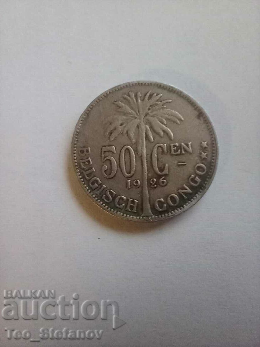 50 centimes 1926, Belgian Congo