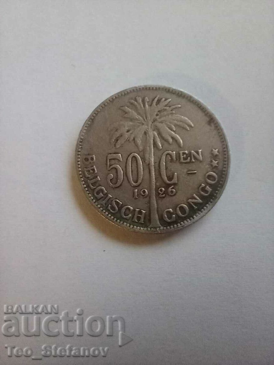 50 de centimes 1926, Congo belgian rar