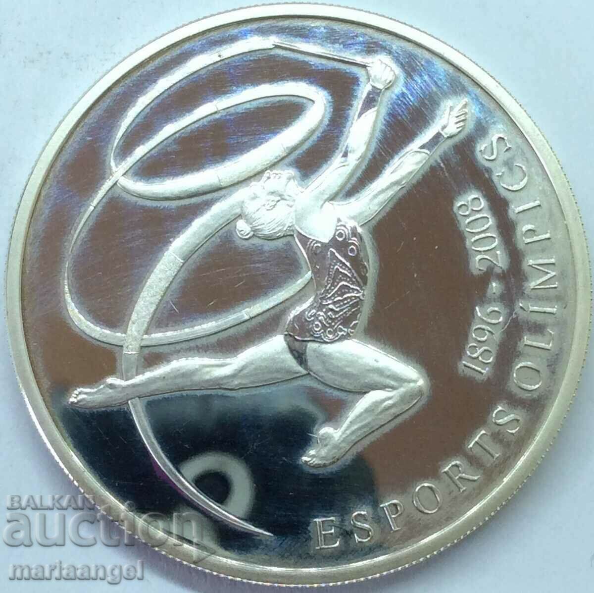 Andorra 2008 10 dinari Olimpiada Gimnastica 38 mm argint