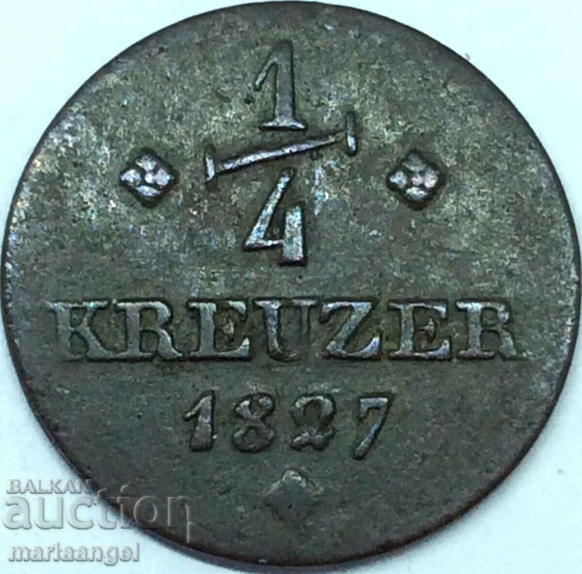 1/4 Kreuzer 1827 Germania Hessian Med