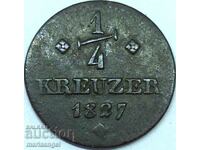 1/4 Kreuzer 1827 Germania Hessian Med