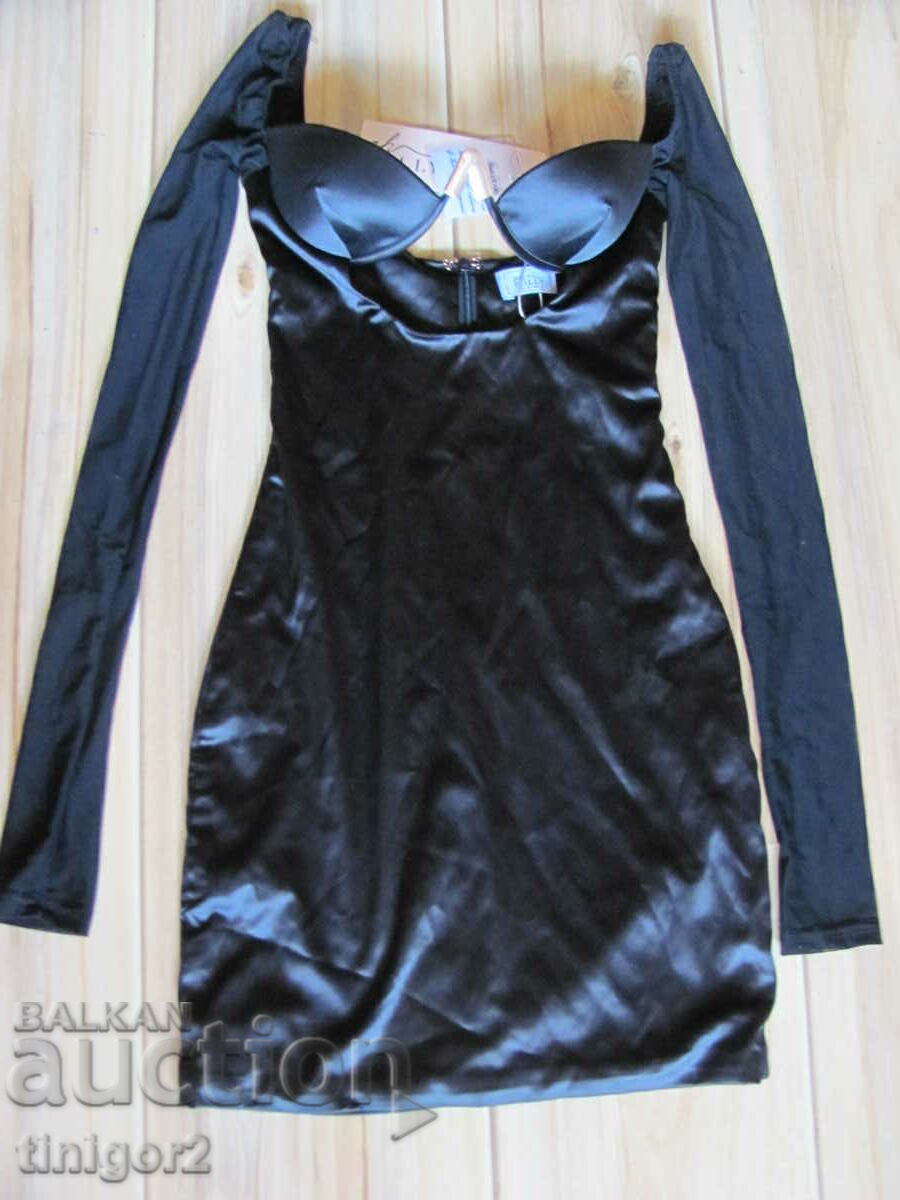 Νέο με ετικέτες Oh Polly μαύρο σατέν φόρεμα μεγέθους XS