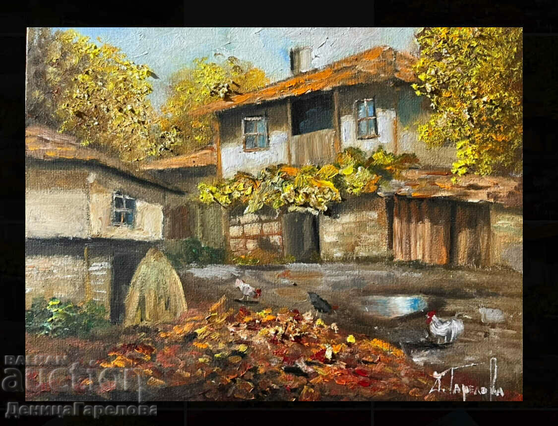 Denitsa Garelova ζωγραφική "Βροχερή μέρα στο χωριό" 25/30