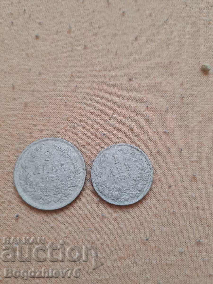 Лот монети 1лв.2лв.1923г.