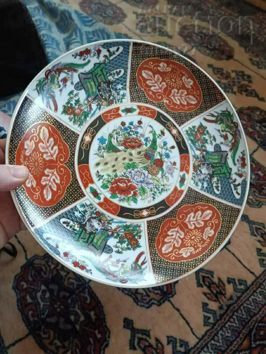 ❗ Vintage decorative plate oriental design of peacock, checker ❗