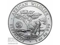 Silver 1 oz Somali Elephant 2012 mark. Dragon