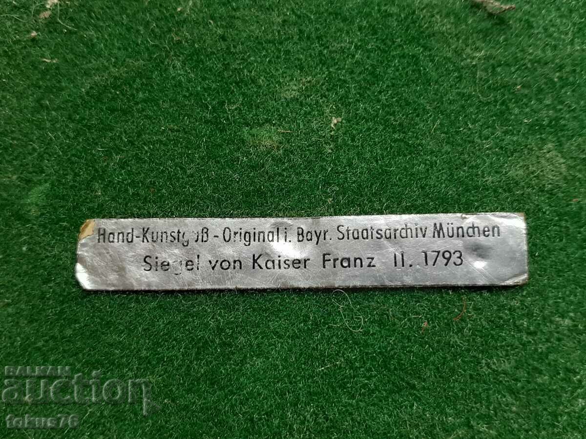 Delivery of Kaiser Franz large medal plaque