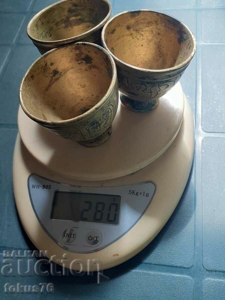 Three old bronze vessels - vessel, bronze, brass - 6