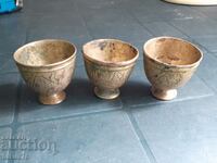 Three old bronze vessels - vessel, bronze, brass