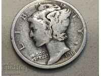 USA 1 dime, 1918 Mercury Dime