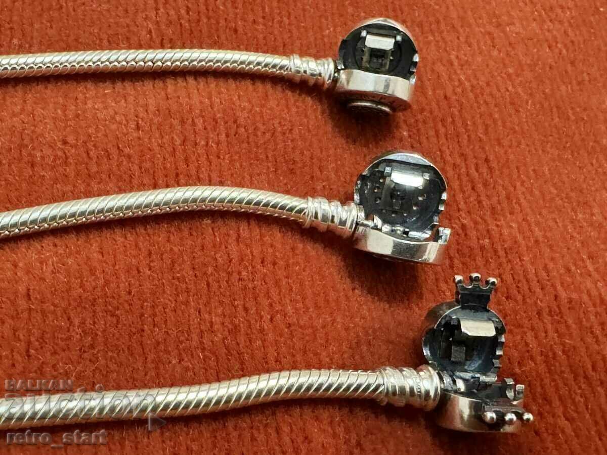 Silver bracelets PANDORA, replica 3 pcs. 43 grams 925 - 6 Silver bracelets PANDORA, replica 3 pcs. 43 grams 925 - 6