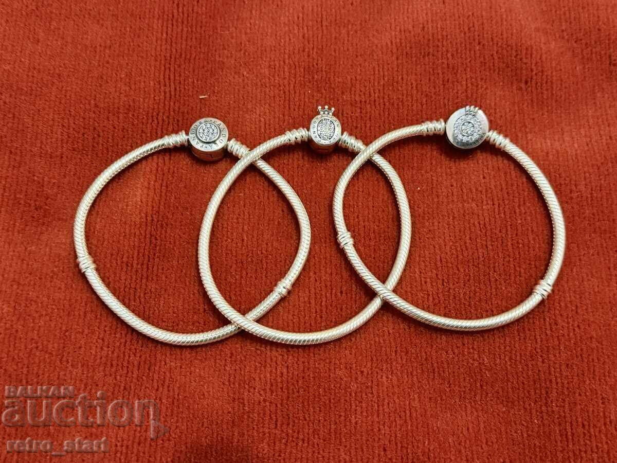 Silver bracelets PANDORA, replica 3 pcs. 43 grams 925 Silver bracelets PANDORA, replica 3 pcs. 43 grams 925
