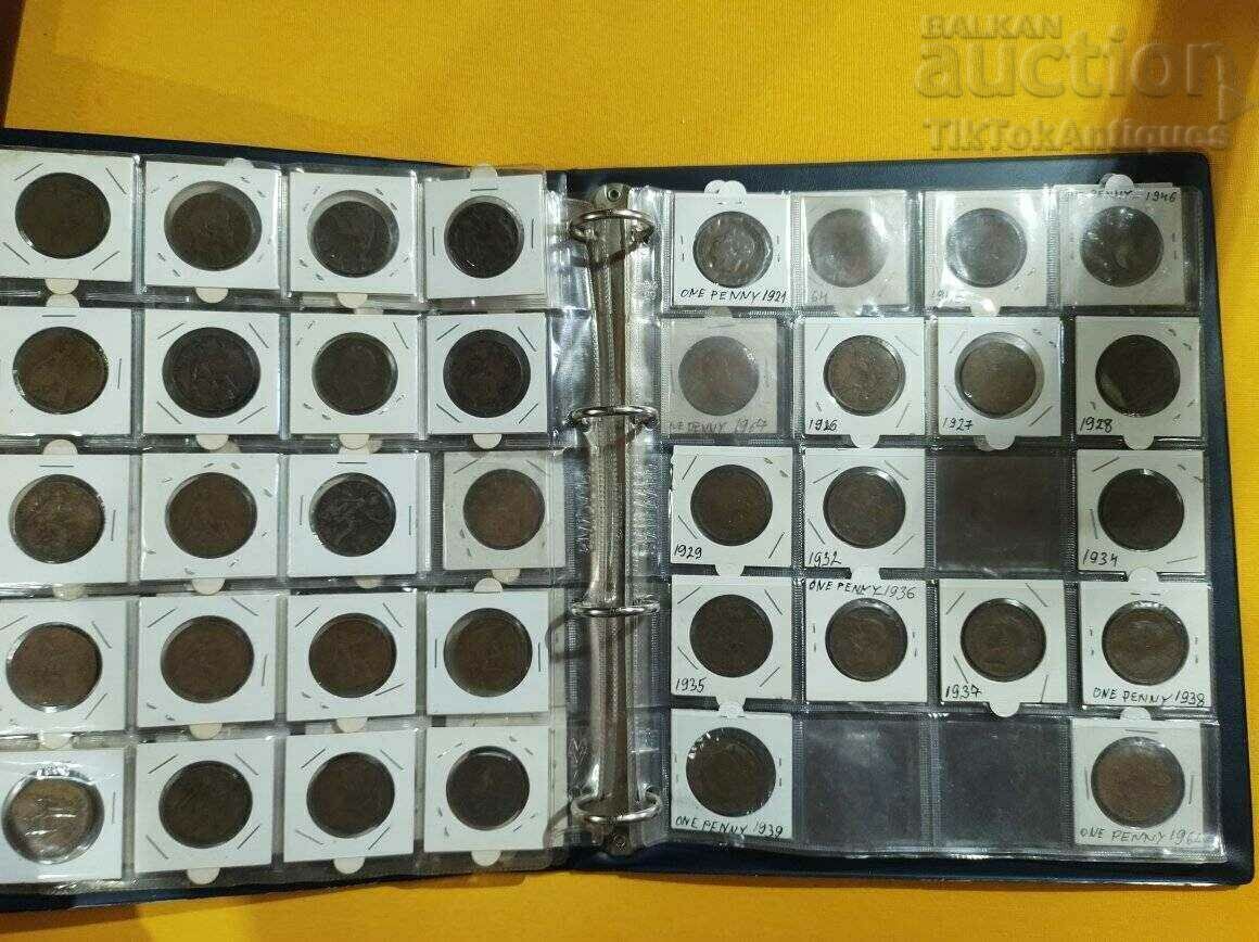 Delivery of Britannia Collection 1 pound 59 pcs. arranged by years. Folder Delivery of Britannia Collection 1 pound 59 pcs. arranged by years. Folder