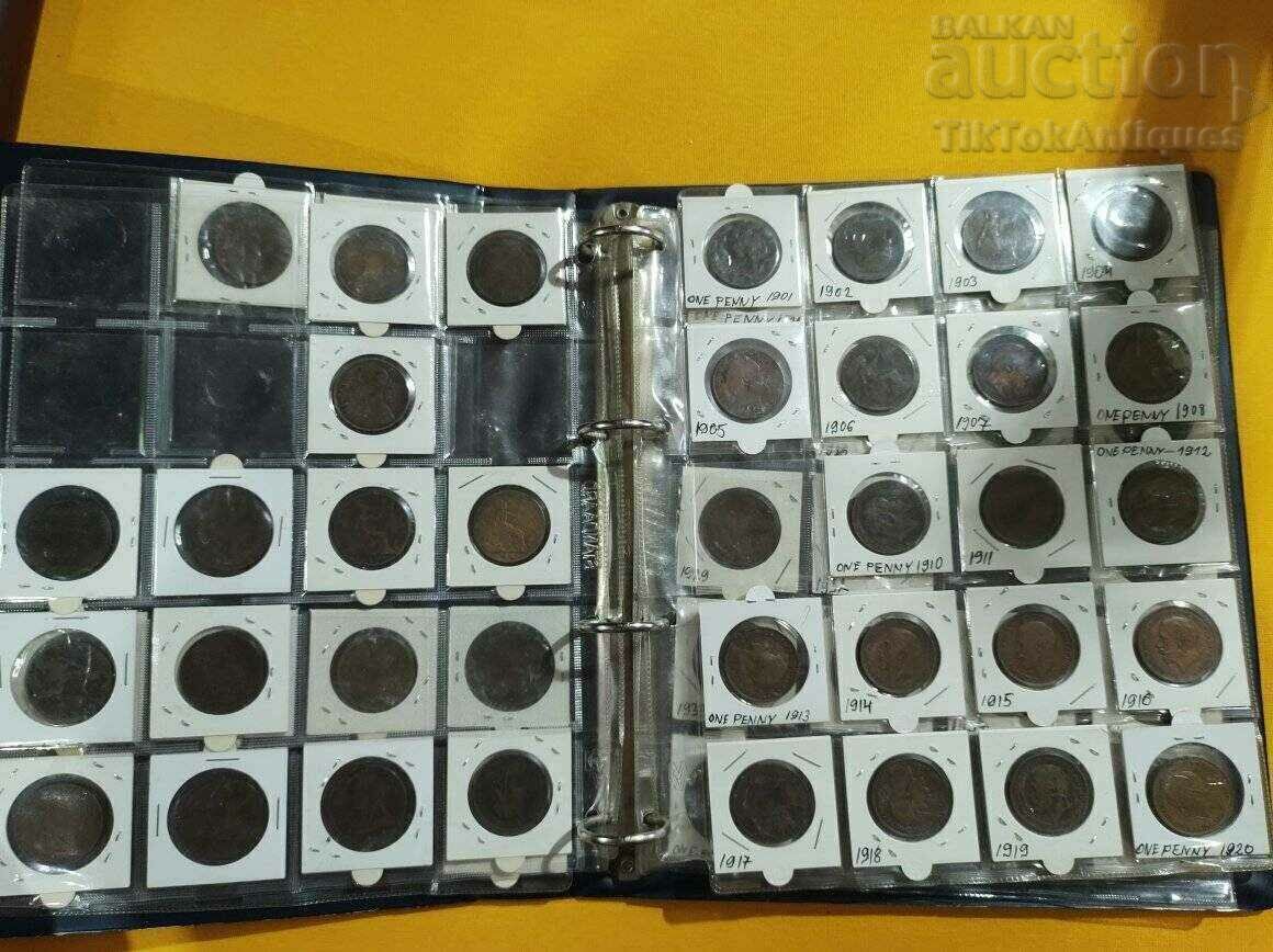 Britannia Collection 1 pound 59 pcs. arranged by years. Folder - 5 Britannia Collection 1 pound 59 pcs. arranged by years. Folder - 5