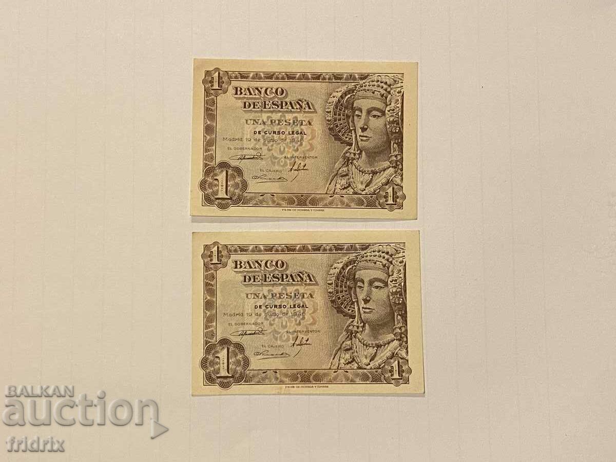 Auction Spain 1 peseta 2 pieces in a row / Spain 1 peseta 1948 Auction Spain 1 peseta 2 pieces in a row / Spain 1 peseta 1948