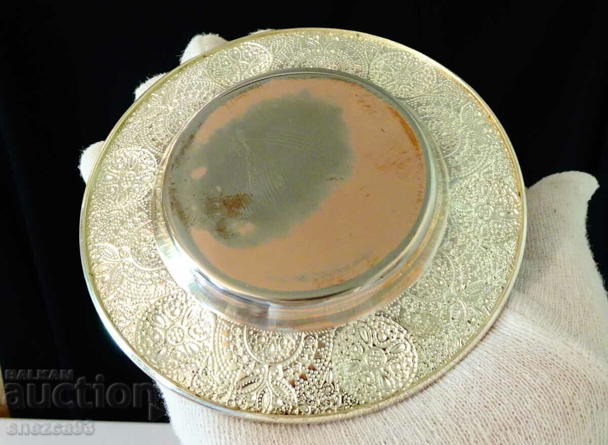 Silver-plated copper wine glass, with a plate, magic - 6 Silver-plated copper wine glass, with a plate, magic - 6