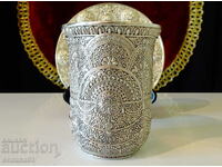 Посребрена медна чаша за вино,с чиния,вълшебство.