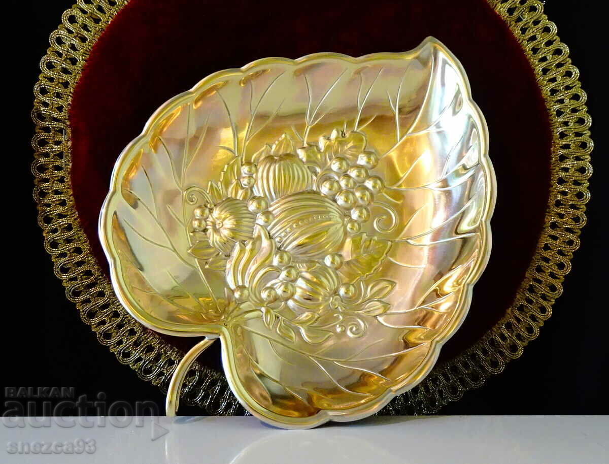 Bronze fruit bowl, leaves, fruits - 7