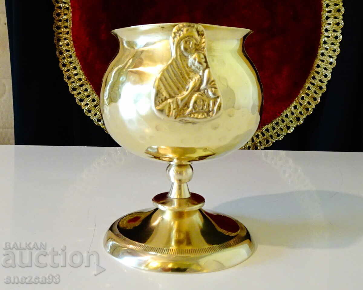 Bronze bowl, oil lamp with a bronze icon of the Virgin Mary - 7 Bronze bowl, oil lamp with a bronze icon of the Virgin Mary - 7