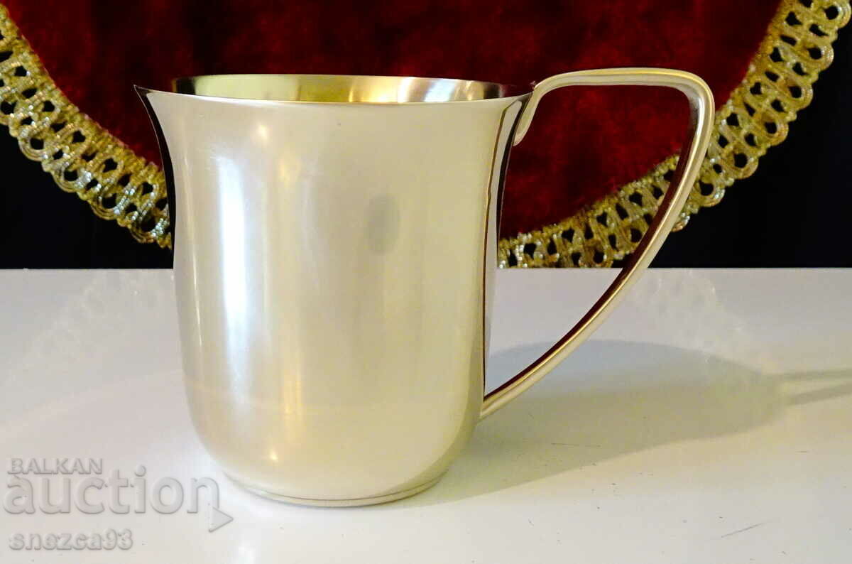 English cup, nickel silver, handle.