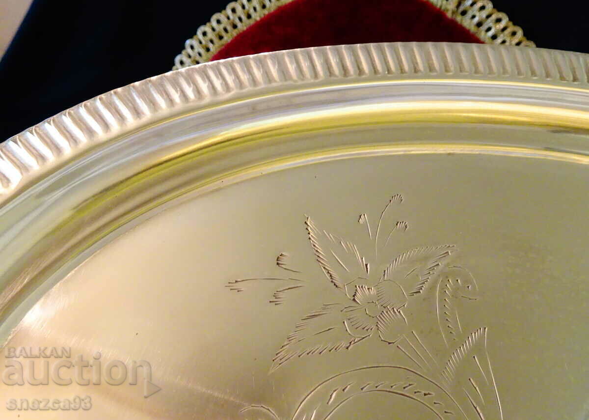 English bronze tray, engraved, marked with price 39.00 BGN | € 19.94