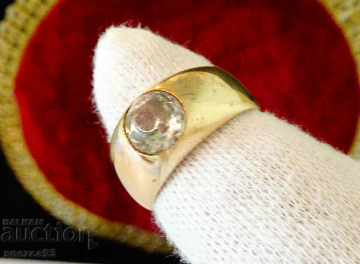 Antique bronze ring, natural zircon - 6 Antique bronze ring, natural zircon - 6